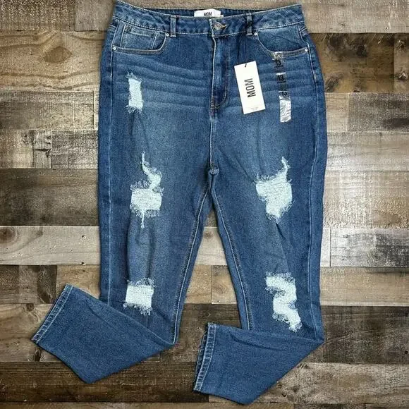 Refuge Distressed Baggy Mom Jeans Size 13 Grunge 90s Y2K Vintage-Inspired Denim - Picture 3 of 14